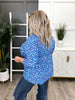 Dear Scarlett Women's Blue Multi Color Animal Print Top