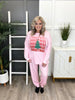 Women's Light Pink Christmas Long Sleeve Top &  Pants Lounge Set