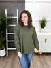 Women's Olive Long Sleeve Top w/ Raw Edge Detail