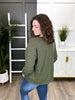 Women's Olive Long Sleeve Top w/ Raw Edge Detail