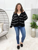 Women's Black & White Stripe Button Up Cardigan