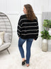 Women's Black & White Stripe Button Up Cardigan