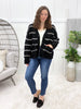 Women's Black & White Stripe Button Up Cardigan
