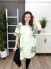 Women's Green Mineral Wash Flower Patch Tunic Top