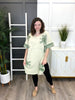 Women's Green Mineral Wash Flower Patch Tunic Top