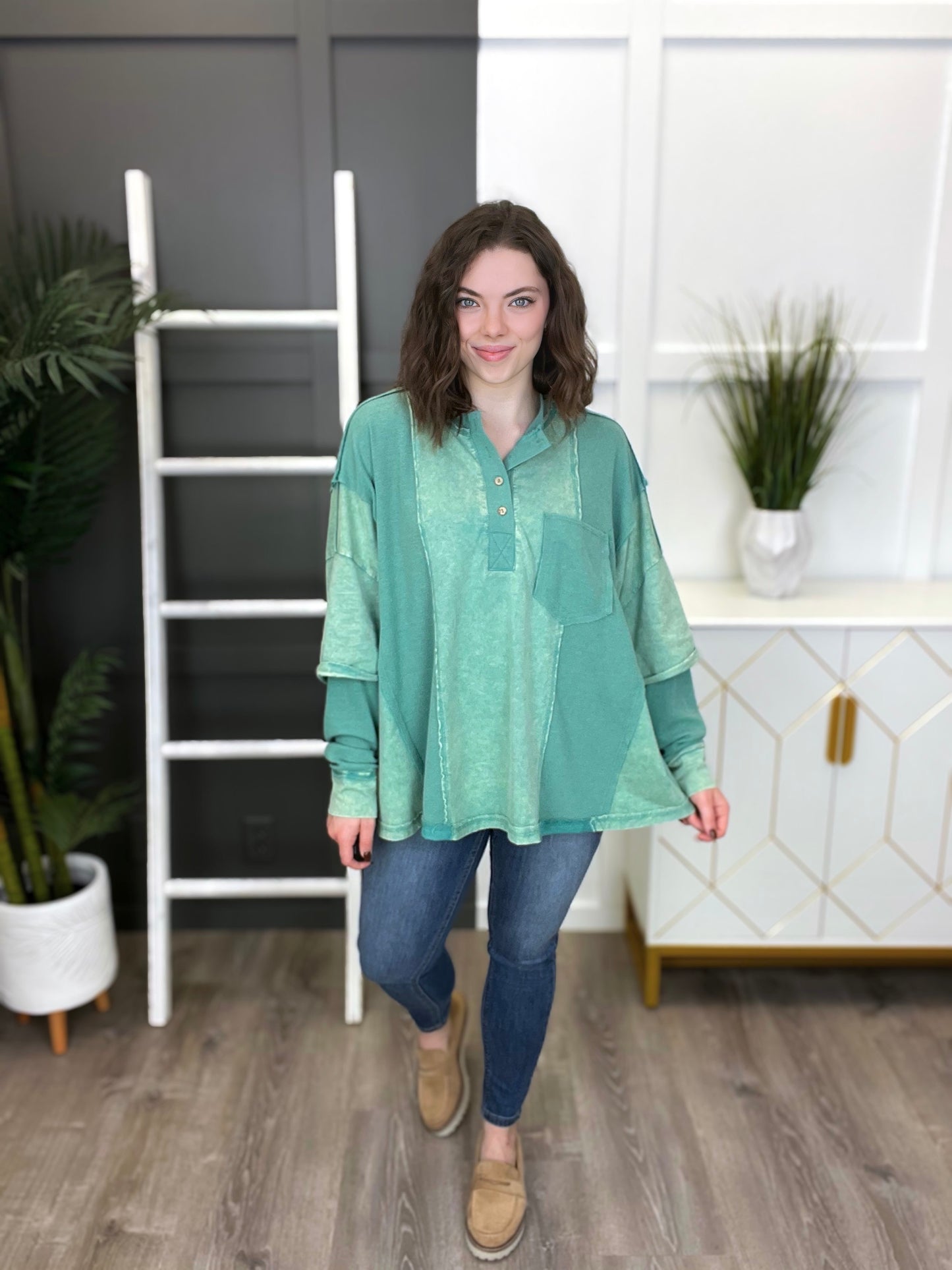 Women's Mineral Washed Jade Top