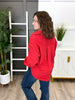 Women's Red Fleece Knit Long Sleeve Button Up Top