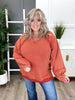 POL Women's Solid Rust Long Sleeve Top w/ Crisscross Back