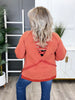 POL Women's Solid Rust Long Sleeve Top w/ Crisscross Back