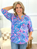 Dear Scarlett Women's Pink & Blue Paisley Lizzy Top