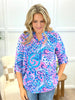 Dear Scarlett Women's Pink & Blue Paisley Lizzy Top