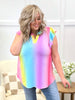 Dear Scarlett Women's Multi Color Gradient Print Flutter Sleeve Lizzy Top