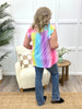 Dear Scarlett Women's Multi Color Gradient Print Flutter Sleeve Lizzy Top