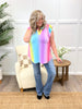 Dear Scarlett Women's Multi Color Gradient Print Flutter Sleeve Lizzy Top