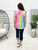 Dear Scarlett Women's Multi Color Gradient Print Flutter Sleeve Lizzy Top
