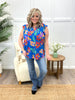 Dear Scarlett Women's Blue Floral Flutter Sleeve Lizzy Top