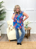 Dear Scarlett Women's Blue Floral Flutter Sleeve Lizzy Top