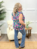 Dear Scarlett Women's Royal Blue Floral Flutter Sleeve Lizzy Top