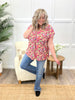 Dear Scarlett Women's Fuchsia Floral Short Sleeve Lizzy Top