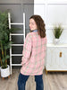 Women's Pink Plaid Button Up Top w/ Denim Contrast