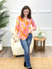 Dear Scarlett Women's Orange & Pink Watercolor Brushstroke Print Lizzy Top