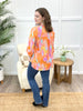 Dear Scarlett Women's Orange & Pink Watercolor Brushstroke Print Lizzy Top