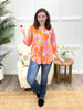 Dear Scarlett Women's Orange & Pink Watercolor Brushstroke Print Lizzy Top