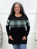 Women's Black Top w/ Green & Black Plaid Contrast
