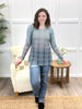 Women's Gradual Green Geometric Print Mesh Long Sleeve Top