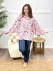 Women's Mauve Floral Print Dolman Sleeve V-Neck Top