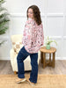 Women's Mauve Floral Print Dolman Sleeve V-Neck Top