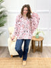 Women's Mauve Floral Print Dolman Sleeve V-Neck Top