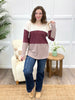 Women's Cream & Burgundy Color Block Ribbed Hoodie Top