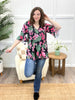 Women's Mint Paisley & Pink Floral Print Top w/ Ruffle Sleeves