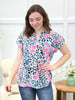Dear Scarlett Women's Blue & Pink Leopard Short Sleeve Lizzy Top