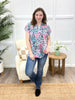 Dear Scarlett Women's Blue & Pink Leopard Short Sleeve Lizzy Top