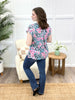 Dear Scarlett Women's Blue & Pink Leopard Short Sleeve Lizzy Top