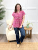 Dear Scarlett Women's Taupe & Pink Floral Print Short Sleeve Lizzy Top