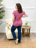 Dear Scarlett Women's Taupe & Pink Floral Print Short Sleeve Lizzy Top