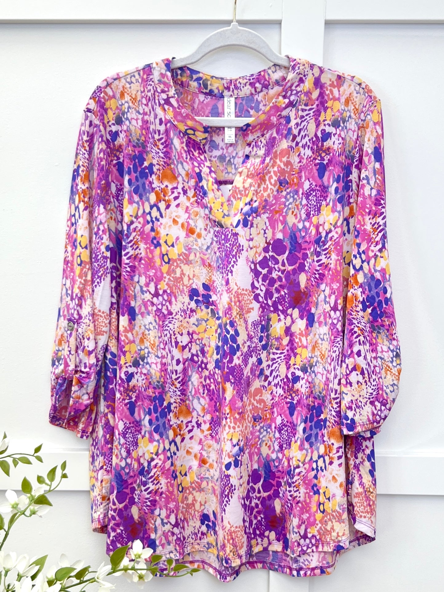 Dear Scarlett Women's Purple Multi Color Pattern Lizzy Top