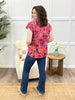 Dear Scarlett Women's Pink Multi Color Floral Short Sleeve Lizzy Top