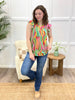 Dear Scarlett Women's  Multi Color Abstract Print Flutter Sleeve Lizzy Top