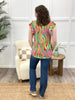 Dear Scarlett Women's  Multi Color Abstract Print Flutter Sleeve Lizzy Top