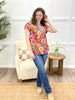Dear Scarlett Women's Magenta Floral Print Short Sleeve Lizzy Top