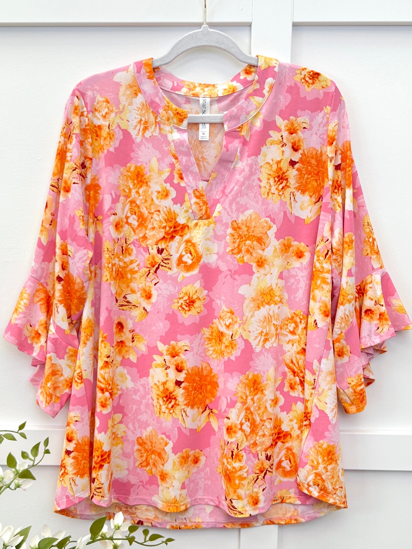 Dear Scarlett Women's Pink & Orange Floral Faith Top