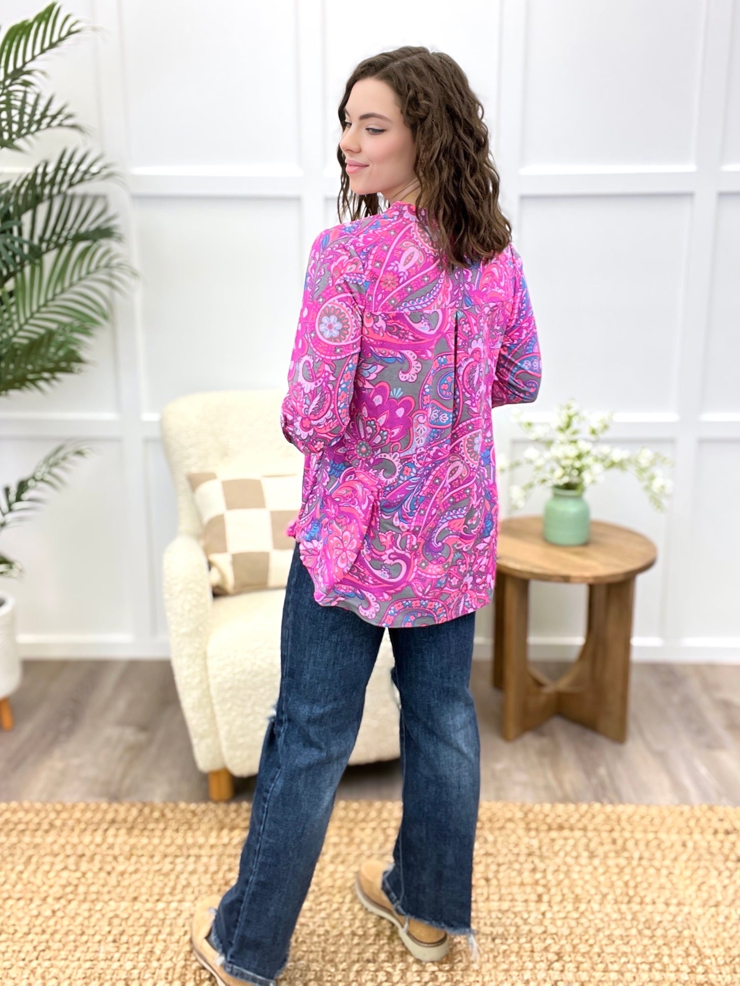 Dear Scarlett Vibrant Paisley Elegance Tunic Top