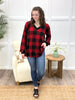Women's Black & Red Plaid V-Neck Long Sleeve Top