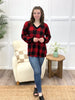 Women's Black & Red Plaid V-Neck Long Sleeve Top