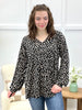 Women's Black & Taupe Spot Print V-Neck Top