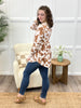Women's Brown & White Cow Print Top